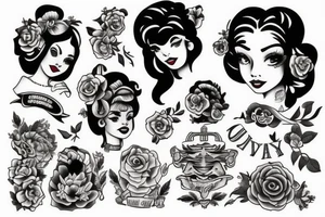 A girl in the style of Sailor jerry tattoo idea