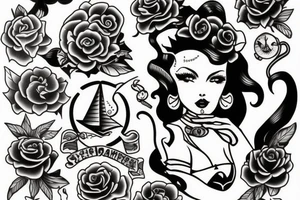 A girl in the style of Sailor jerry tattoo idea