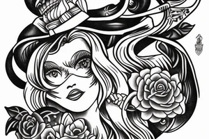 A girl in the style of Sailor jerry tattoo idea