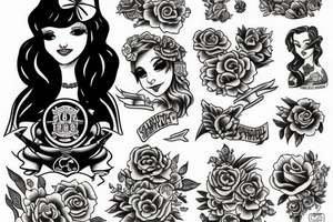 A girl in the style of Sailor jerry tattoo idea