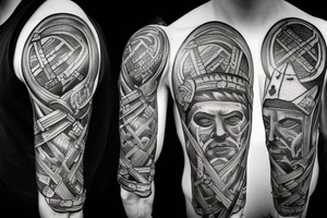 Nordic sword with Viking ruins tattoo idea
