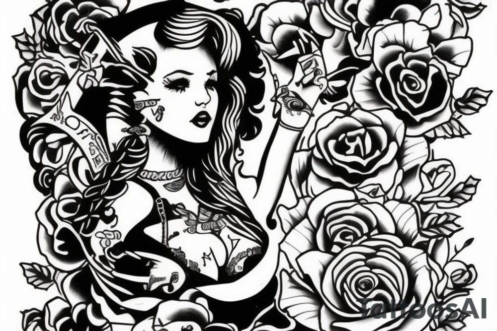 A girl in the style of Sailor jerry tattoo idea