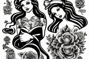 A girl in the style of Sailor jerry tattoo idea