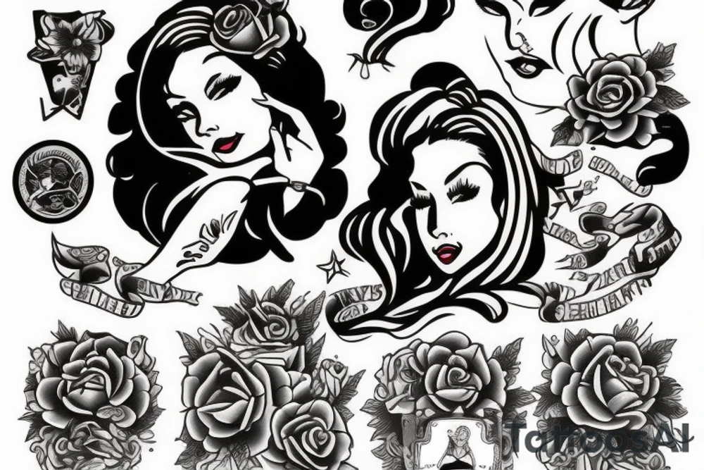 A girl in the style of Sailor jerry tattoo idea