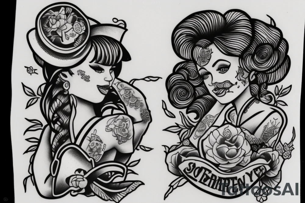 A girl in the style of Sailor jerry tattoo idea