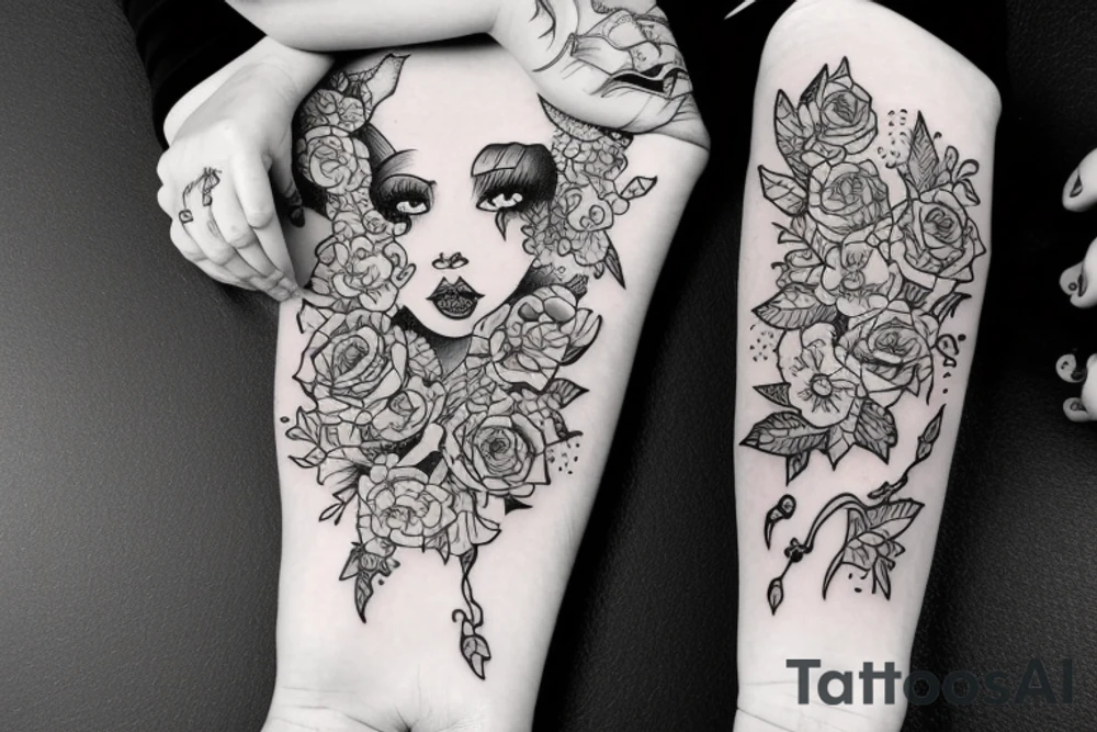 A girl in the style of Sailor jerry tattoo idea