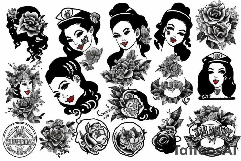 A girl in the style of Sailor jerry tattoo idea