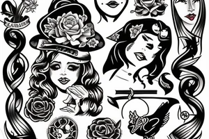 A girl in the style of Sailor jerry tattoo idea