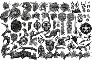 Broken Sword with Viking symbols tattoo idea