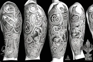 Broken Sword with Viking symbols tattoo idea