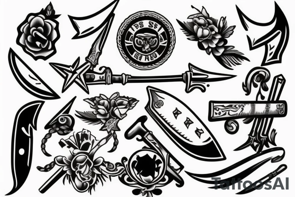 Knife in the style of Sailor jerry tattoo idea