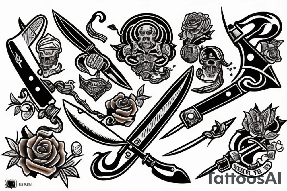 Knife in the style of Sailor jerry tattoo idea