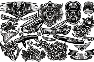 Knife in the style of Sailor jerry tattoo idea