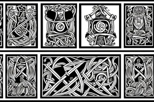 Broken Sword with Viking symbols tattoo idea