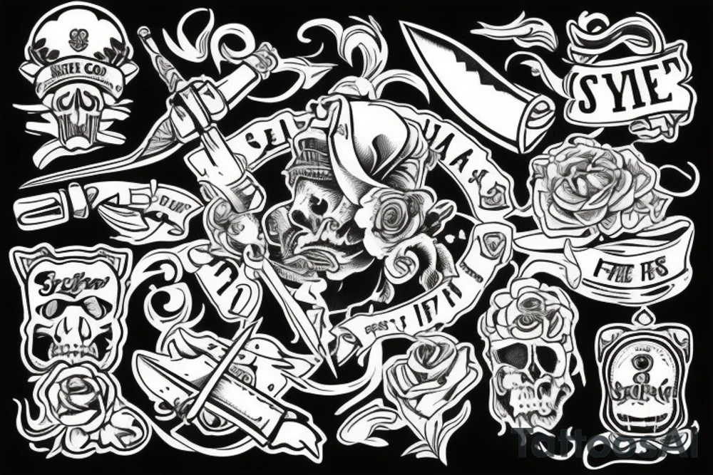 Knife in the style of Sailor jerry tattoo idea