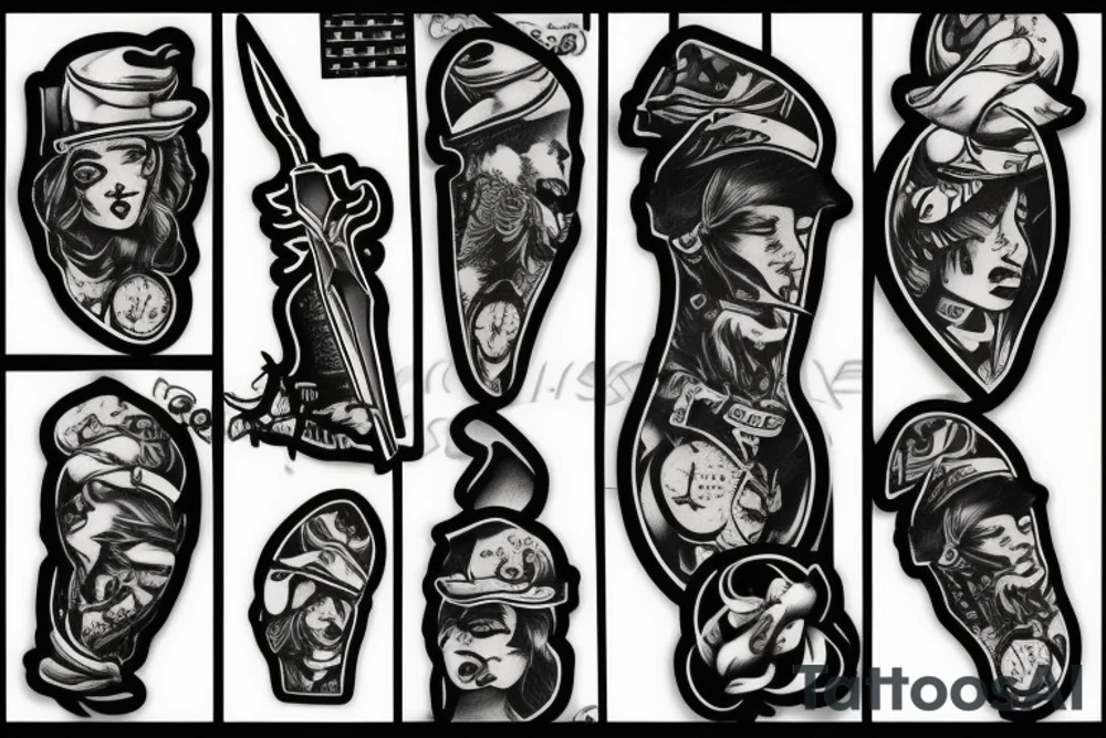 Knife in the style of Sailor jerry tattoo idea