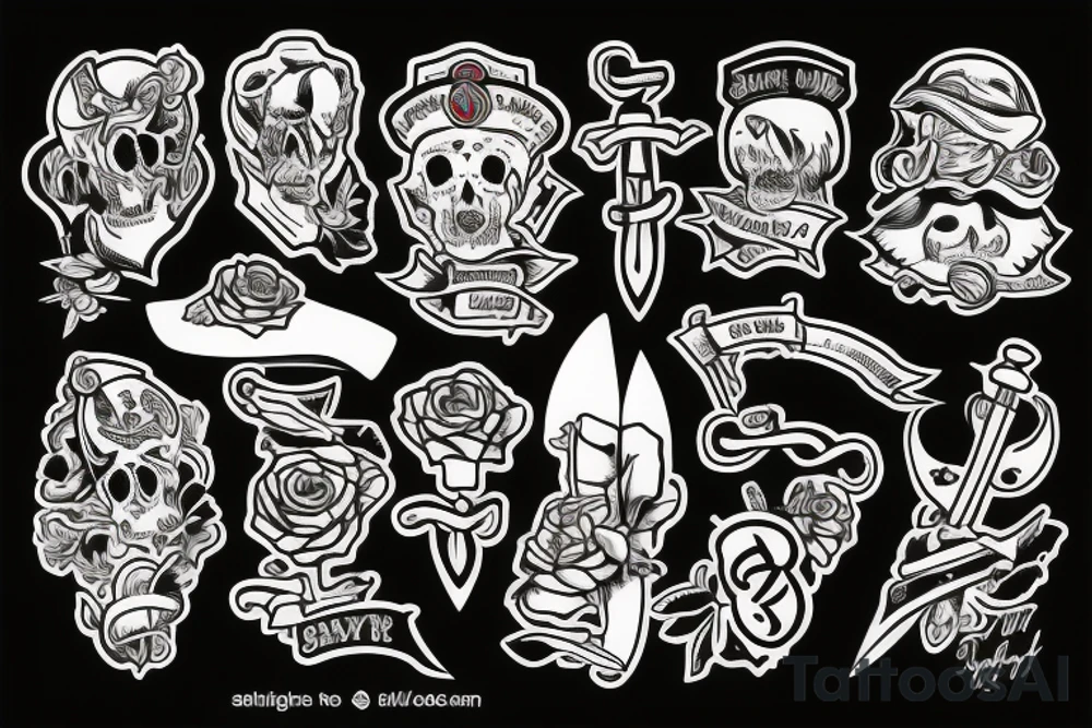 Knife in the style of Sailor jerry tattoo idea