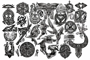 Broken Sword with Viking symbols tattoo idea