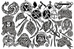 Broken Sword with Viking symbols tattoo idea