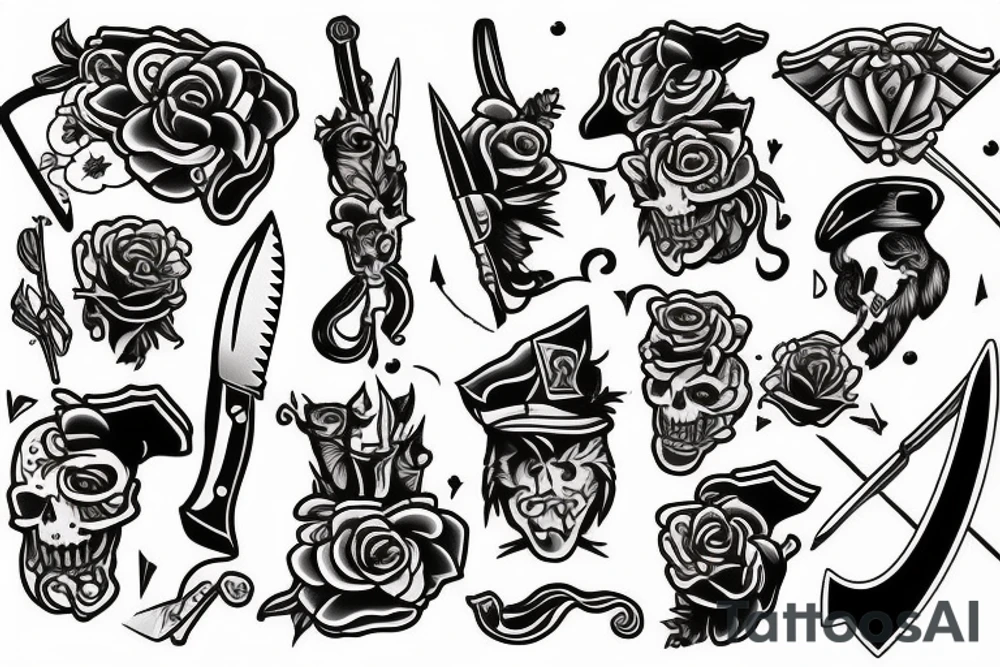 Knife in the style of Sailor jerry tattoo idea