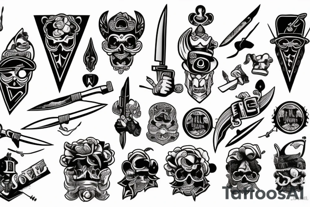 Knife in the style of Sailor jerry tattoo idea