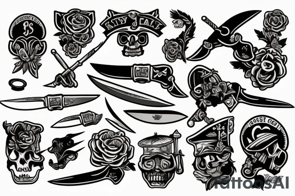 Knife in the style of Sailor jerry tattoo idea