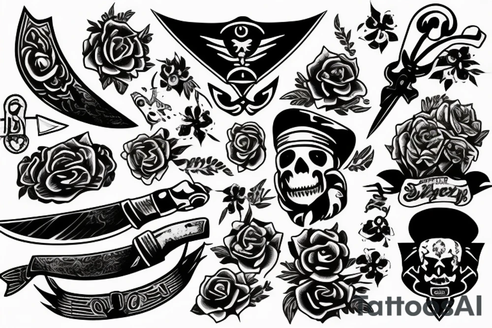 Knife in the style of Sailor jerry tattoo idea