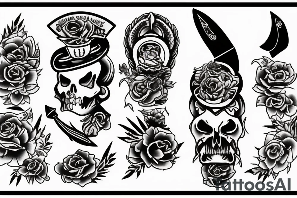Knife in the style of Sailor jerry tattoo idea