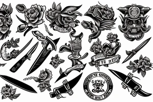 Knife in the style of Sailor jerry tattoo idea