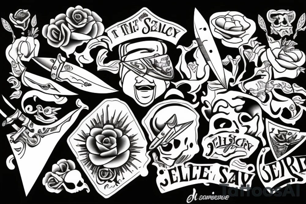 Knife in the style of Sailor jerry tattoo idea