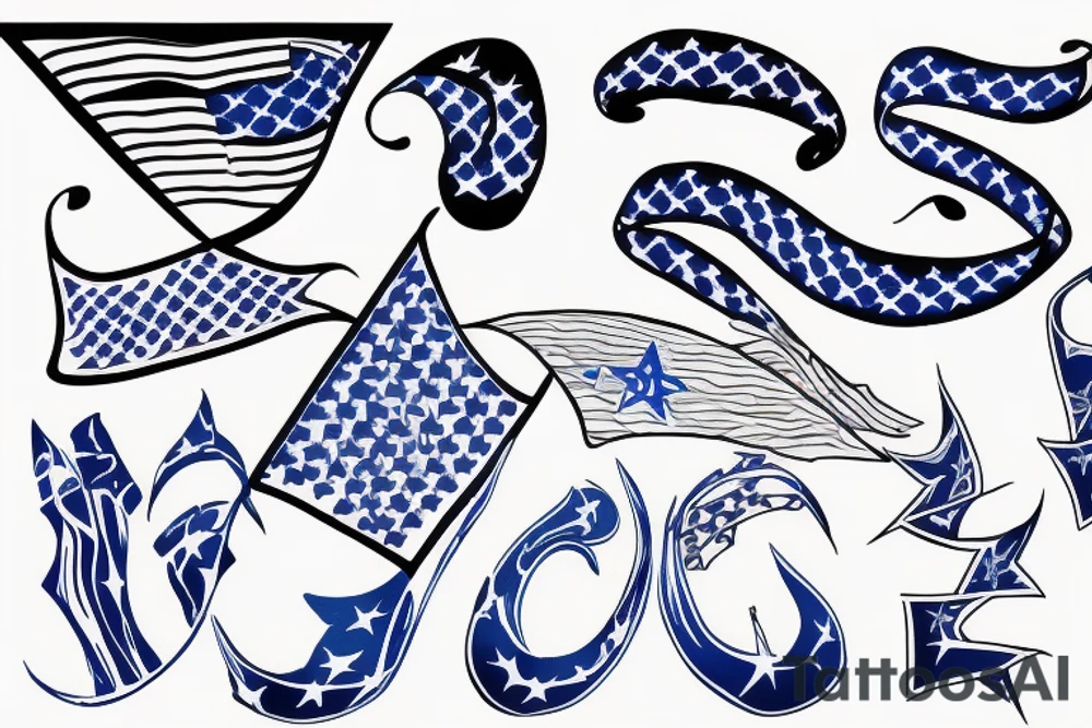 blue line flag torn tattoo idea