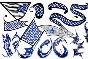 blue line flag torn tattoo idea