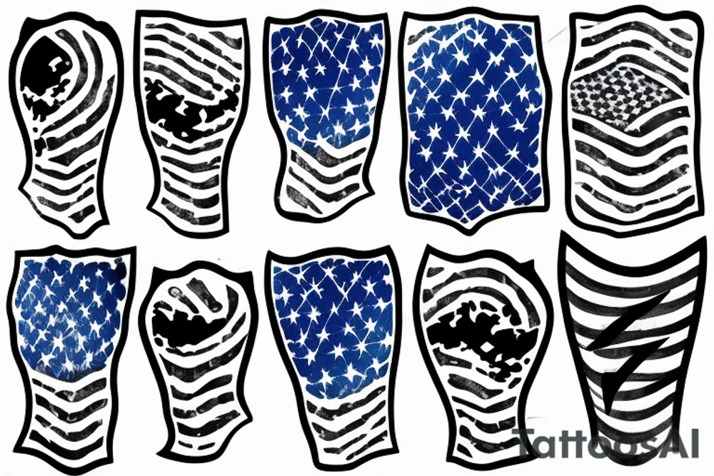 blue line flag torn tattoo idea