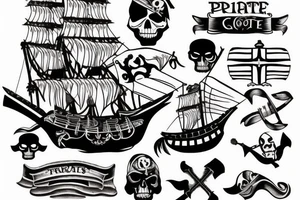 Pirates score with pirate ship on water tattoo idea