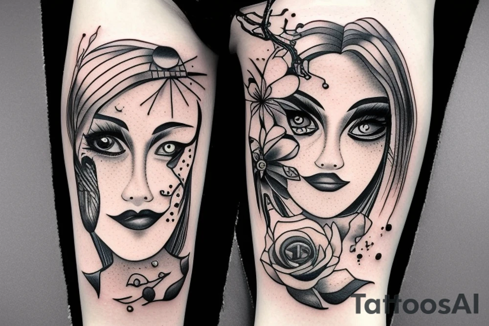 The girl with three eyes in the style Heath Klifford tattoo idea