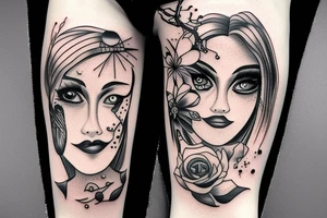 The girl with three eyes in the style Heath Klifford tattoo idea