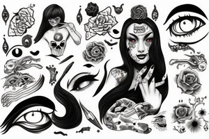 The girl with three eyes in the style Heath Klifford tattoo idea