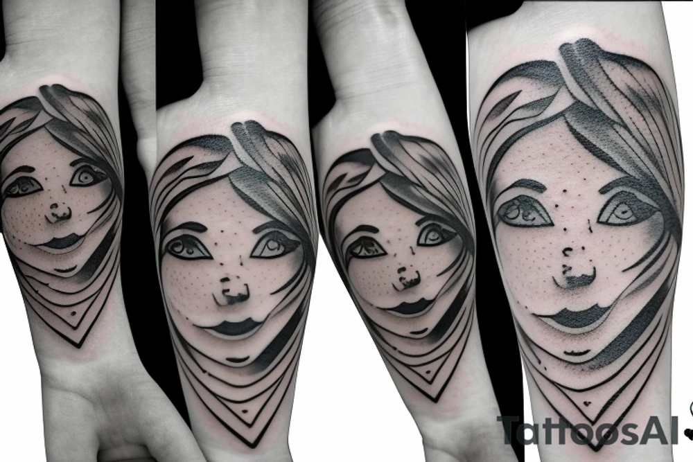 a heart with crying eyes tattoo idea