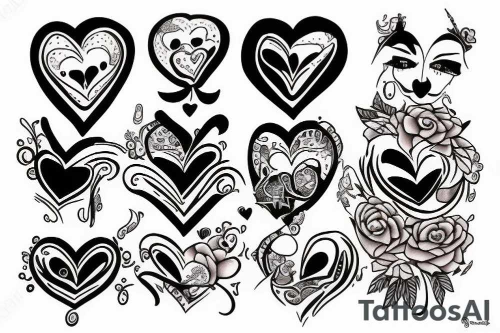 a heart with crying eyes tattoo idea