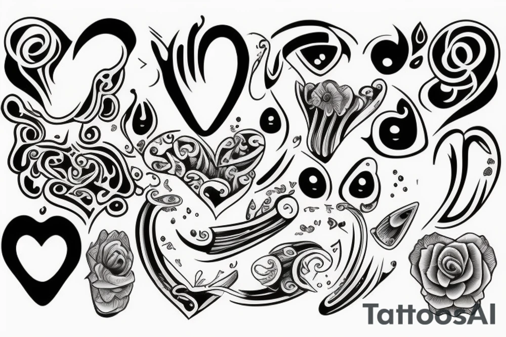 a heart with crying eyes tattoo idea