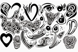 a heart with crying eyes tattoo idea