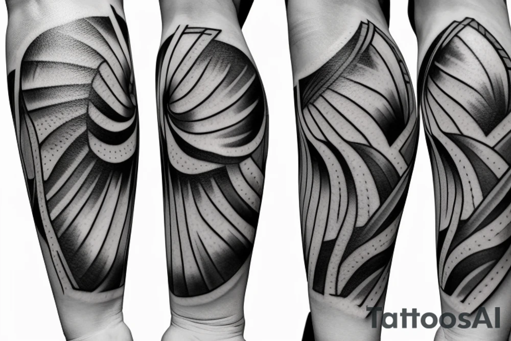 Cross in foreground with a Fibonacci spiral geometric pattern in background tattoo idea