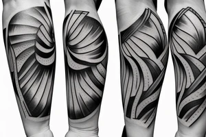Cross in foreground with a Fibonacci spiral geometric pattern in background tattoo idea