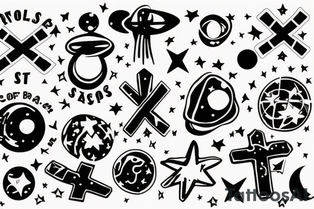 Solid Cross with space background tattoo idea