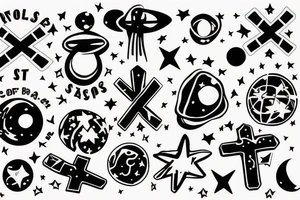 Solid Cross with space background tattoo idea