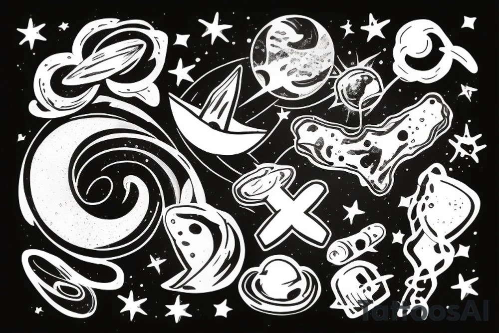 Solid Cross with milky way galaxy background tattoo idea