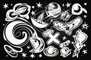 Solid Cross with milky way galaxy background tattoo idea