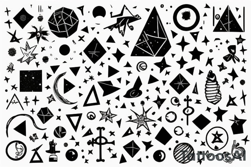 Solid Cross with milky way geometric background tattoo idea Solid Cross with milky way geometric background tattoo idea