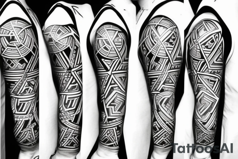 Solid Cross with a geometric background tattoo idea