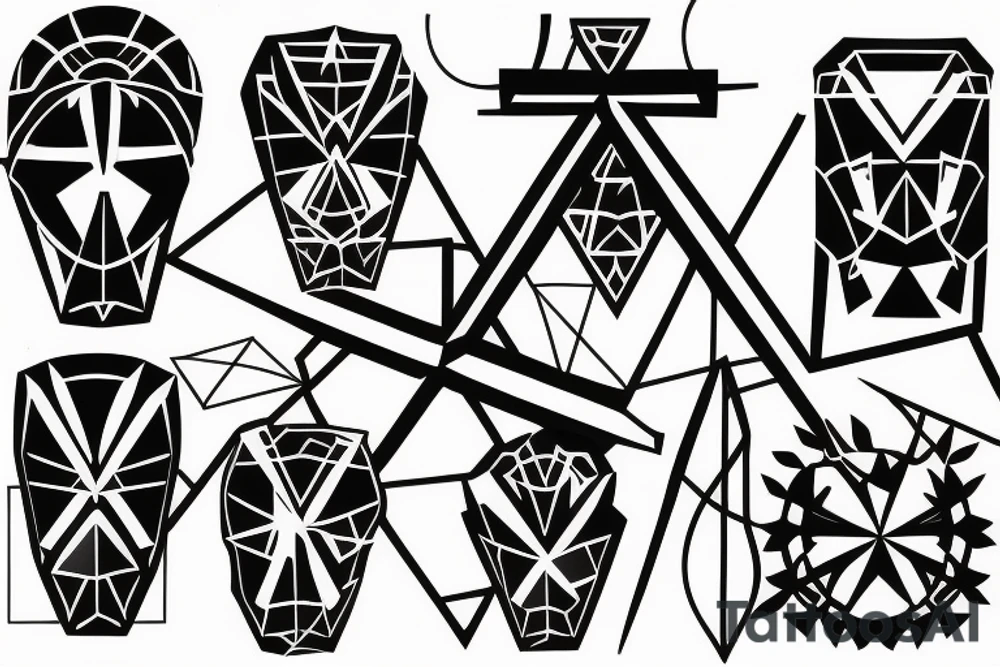 Solid Cross with a geometric background tattoo idea